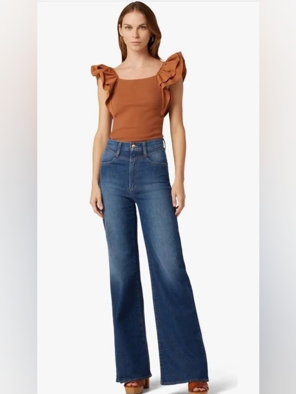 Joe's Jeans The Goldie Don't Stress Wash High Waist Wide Leg Palazzo Size 31 NWT